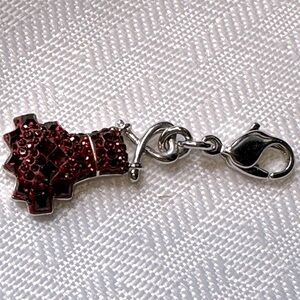 Swarovski bracelet necklace charm silver red dress on hanger